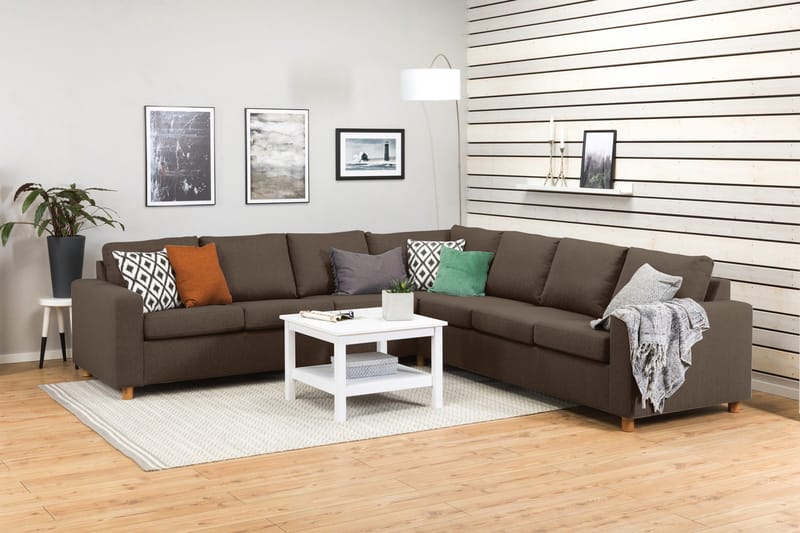 Crazy 6-sits Vändbar L-formad X-Large Hörnsoffa i Tyg - Brun - Möbler - Soffa - Hörnsoffa