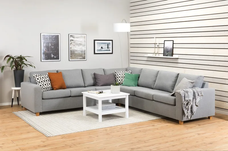 Crazy 6-sits Vändbar L-formad X-Large Hörnsoffa i Tyg - Grå - Möbler - Soffa - Hörnsoffa