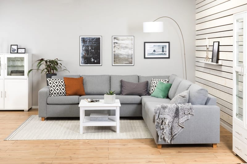 Crazy 6-sits Vändbar L-formad X-Large Hörnsoffa i Tyg - Grå - Möbler - Soffa - Hörnsoffa