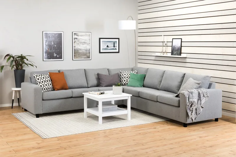 Crazy 6-sits Vändbar L-formad X-Large Hörnsoffa i Tyg - Grå - Möbler - Soffa - Hörnsoffa