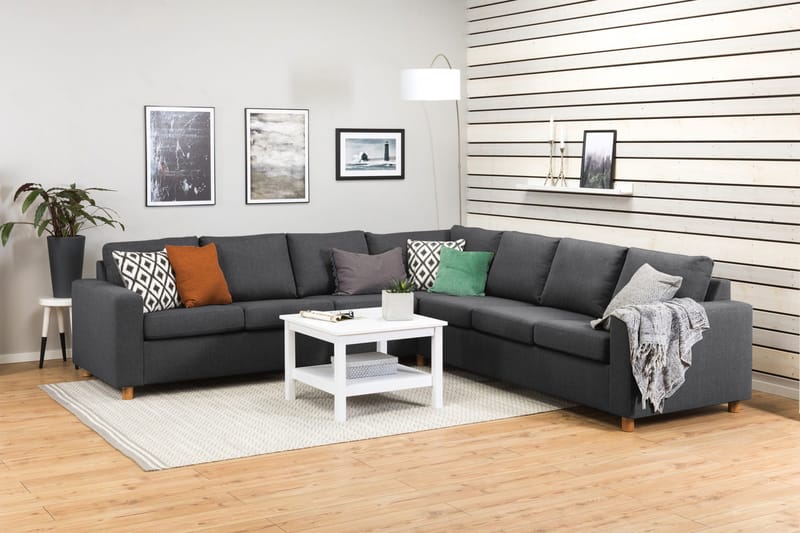 Crazy 6-sits Vändbar L-formad X-Large Hörnsoffa i Tyg - Mörkgrå - Möbler - Soffa - Hörnsoffa