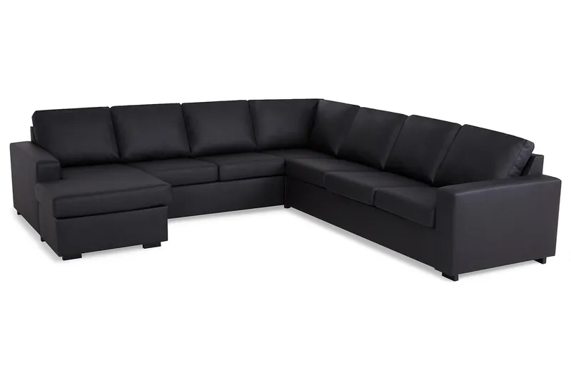 Crazy 6-sits Vänstervänd U-formad Large Hörnsoffa med divan i Konstläder - Svart - Möbler - Soffa - Hörnsoffa - Hörnsoffa med divan