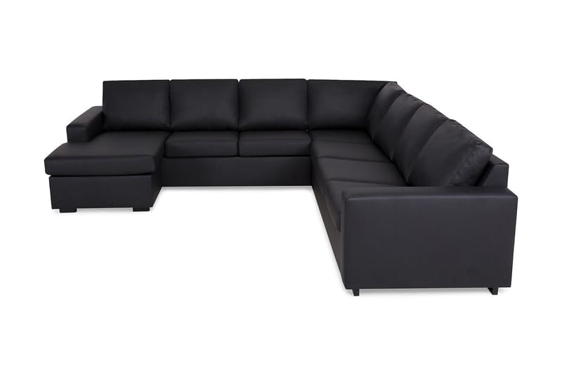 Crazy 6-sits Vänstervänd U-formad Large Hörnsoffa med divan i Konstläder, Svart