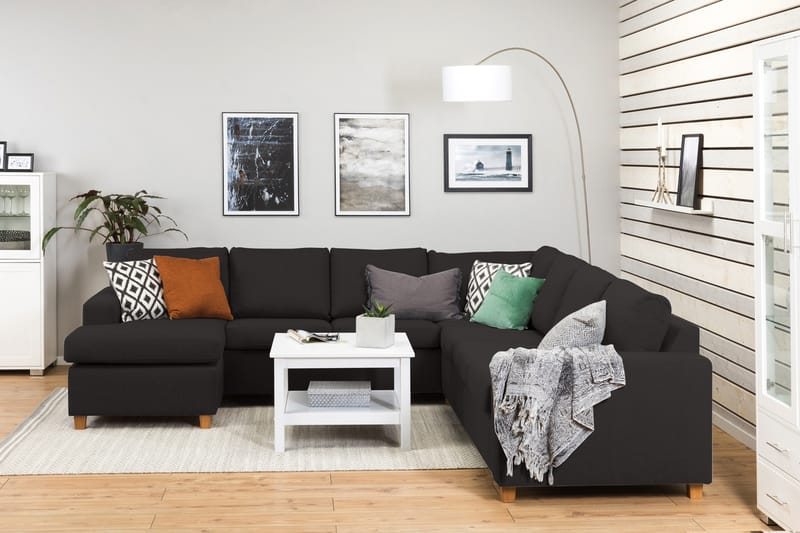 Crazy 6-sits Vänstervänd U-formad Large Hörnsoffa med divan i Tyg - Antracit - Möbler - Soffa - Hörnsoffa - Hörnsoffa med divan