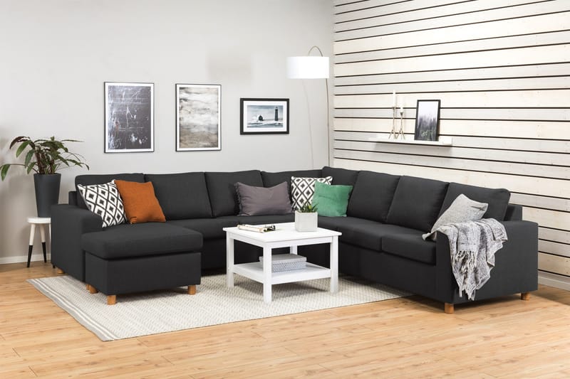 Crazy 6-sits Vänstervänd U-formad Large Hörnsoffa med divan i Tyg - Antracit - Möbler - Soffa - Hörnsoffa - Hörnsoffa med divan