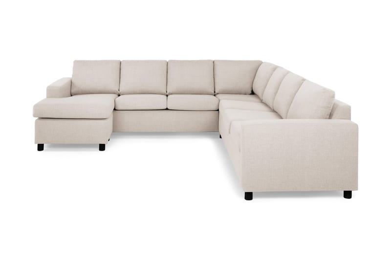 Crazy 6-sits Vänstervänd U-formad Large Hörnsoffa med divan i Tyg, Beige