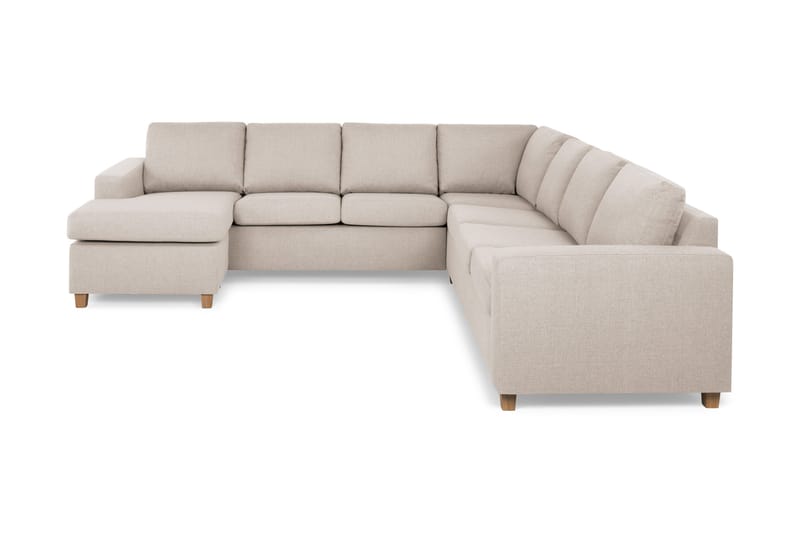 Crazy 6-sits Vänstervänd U-formad Large Hörnsoffa med divan i Tyg, Beige