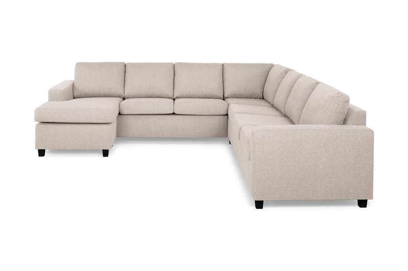 Crazy 6-sits Vänstervänd U-formad Large Hörnsoffa med divan i Tyg, Beige