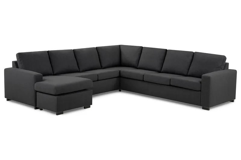 Crazy 6-sits Vänstervänd U-formad Large Hörnsoffa med divan i Tyg - Mörkgrå - Möbler - Soffa - Hörnsoffa - Hörnsoffa med divan