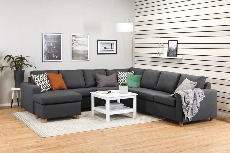 Crazy 6-sits Vänstervänd U-formad Large Hörnsoffa med divan i Tyg - Mörkgrå - Möbler - Soffa - Hörnsoffa - Hörnsoffa med divan