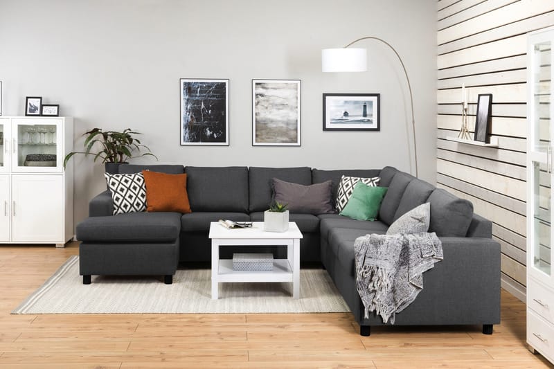 Crazy 6-sits Vänstervänd U-formad Large Hörnsoffa med divan i Tyg - Mörkgrå - Möbler - Soffa - Hörnsoffa - Hörnsoffa med divan