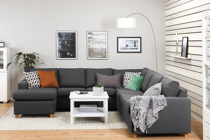 Crazy 6-sits Vänstervänd U-formad Large Hörnsoffa med divan i Tyg - Mörkgrå - Möbler - Soffa - Hörnsoffa - Hörnsoffa med divan