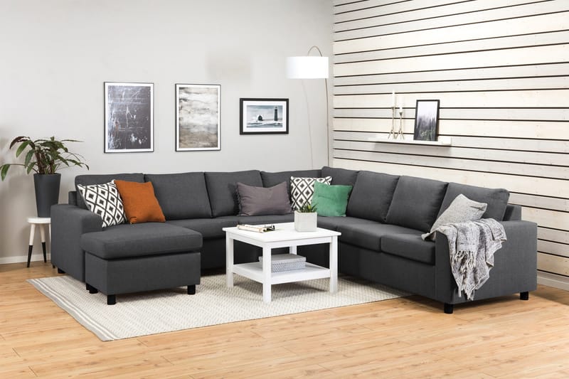 Crazy 6-sits Vänstervänd U-formad Large Hörnsoffa med divan i Tyg - Mörkgrå - Möbler - Soffa - Hörnsoffa - Hörnsoffa med divan