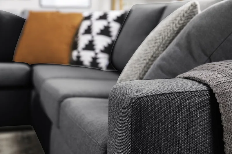 Crazy 6-sits Vänstervänd U-formad Large Hörnsoffa med divan i Tyg - Mörkgrå - Möbler - Soffa - Hörnsoffa - Hörnsoffa med divan