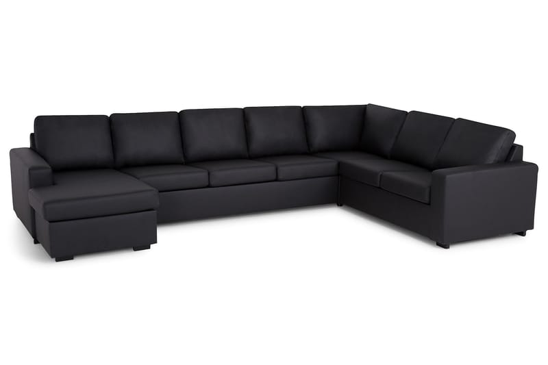 Crazy 6-sits Vänstervänd U-formad X-Large Hörnsoffa med divan i Konstläder - Svart - Möbler - Soffa - Hörnsoffa - Hörnsoffa med divan