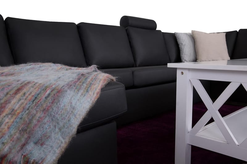 Crazy 6-sits Vänstervänd U-formad X-Large Hörnsoffa med divan i Konstläder - Svart - Möbler - Soffa - Hörnsoffa - Hörnsoffa med divan