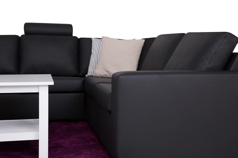 Crazy 6-sits Vänstervänd U-formad X-Large Hörnsoffa med divan i Konstläder - Svart - Möbler - Soffa - Hörnsoffa - Hörnsoffa med divan