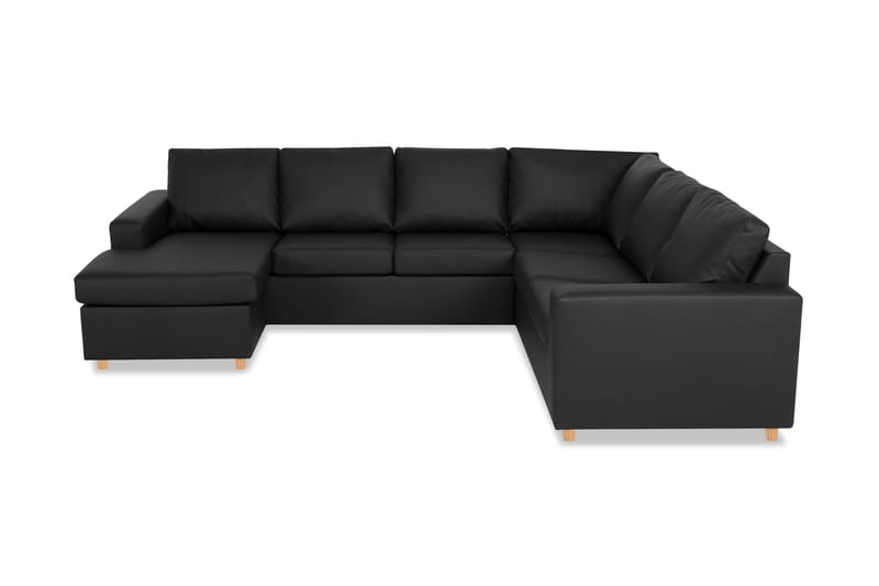 Crazy 6-sits Vänstervänd U-formad X-Large Hörnsoffa med divan i Konstläder, Svart