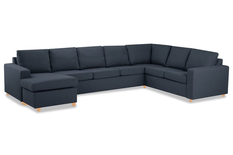 Crazy 6-sits Vänstervänd U-formad X-Large Hörnsoffa med divan i Tyg - Blå - Möbler - Soffa - Hörnsoffa - Hörnsoffa med divan