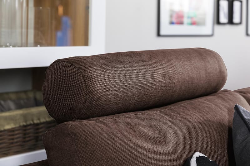 Crazy 6-sits Vänstervänd U-formad X-Large Hörnsoffa med divan i Tyg - Brun - Möbler - Soffa - Hörnsoffa - Hörnsoffa med divan