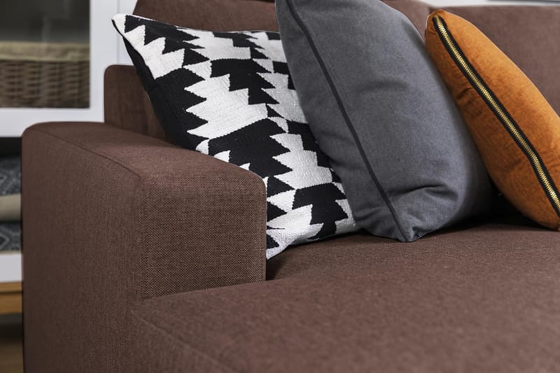 Crazy 6-sits Vänstervänd U-formad X-Large Hörnsoffa med divan i Tyg - Brun - Möbler - Soffa - Hörnsoffa - Hörnsoffa med divan