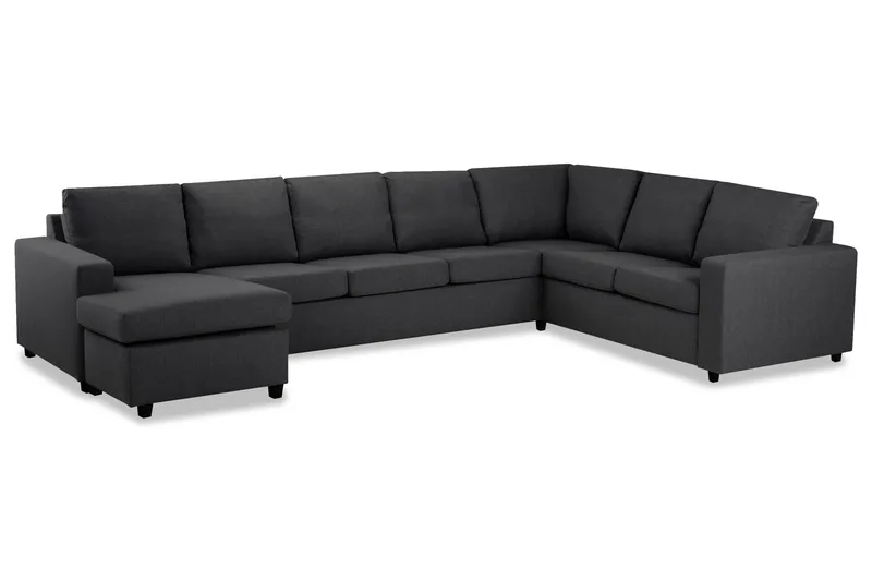 Crazy 6-sits Vänstervänd U-formad X-Large Hörnsoffa med divan i Tyg - Mörkgrå - Möbler - Soffa - Hörnsoffa - Hörnsoffa med divan