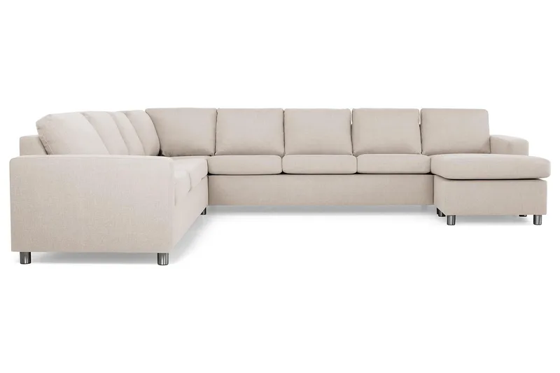 Crazy 7-sits Högervänd U-formad XX-Large Hörnsoffa med divan i Tyg - Beige - Möbler - Soffa - Hörnsoffa - Hörnsoffa med divan