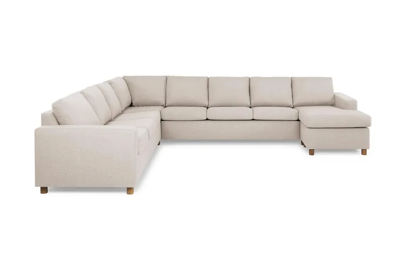 Crazy 7-sits Högervänd U-formad XX-Large Hörnsoffa med divan i Tyg, Beige