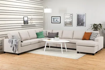 Crazy 7-sits Högervänd U-formad XX-Large Hörnsoffa med divan i Tyg - Beige - Möbler - Soffa - Hörnsoffa - Hörnsoffa med divan