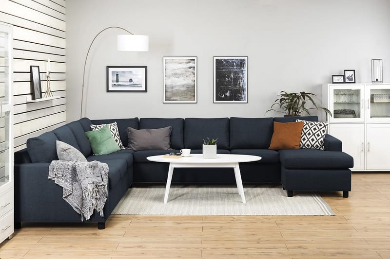 Crazy 7-sits Högervänd U-formad XX-Large Hörnsoffa med divan i Tyg - Blå - Möbler - Soffa - Hörnsoffa - Hörnsoffa med divan
