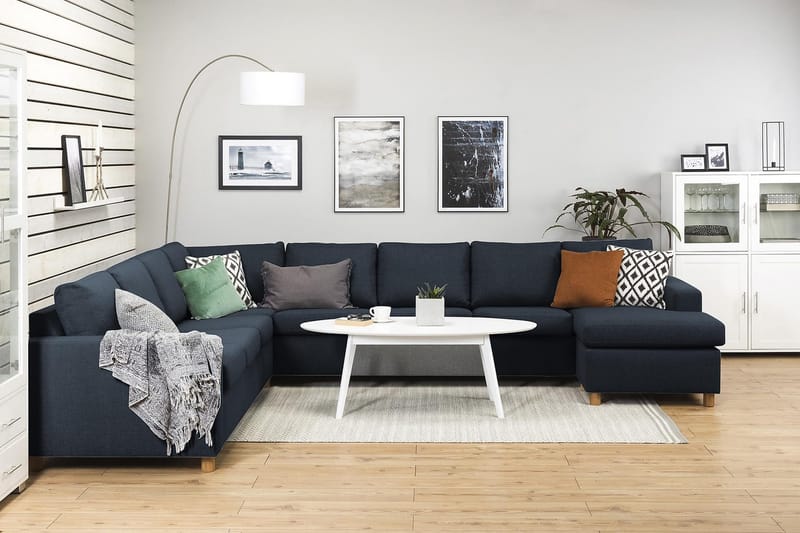 Crazy 7-sits Högervänd U-formad XX-Large Hörnsoffa med divan i Tyg - Blå - Möbler - Soffa - Hörnsoffa - Hörnsoffa med divan