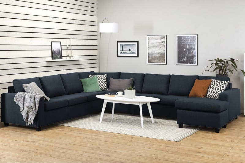 Crazy 7-sits Högervänd U-formad XX-Large Hörnsoffa med divan i Tyg - Blå - Möbler - Soffa - Hörnsoffa - Hörnsoffa med divan