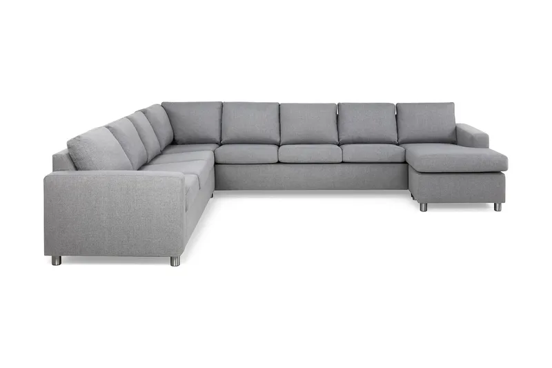 Crazy 7-sits Högervänd U-formad XX-Large Hörnsoffa med divan i Tyg - Grå - Möbler - Soffa - Hörnsoffa - Hörnsoffa med divan