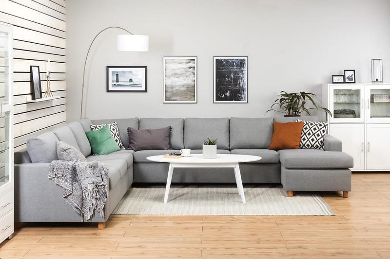 Crazy 7-sits Högervänd U-formad XX-Large Hörnsoffa med divan i Tyg - Grå - Möbler - Soffa - Hörnsoffa - Hörnsoffa med divan