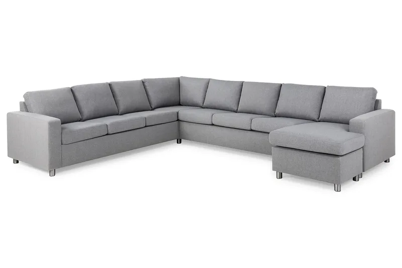 Crazy 7-sits Högervänd U-formad XX-Large Hörnsoffa med divan i Tyg - Grå - Möbler - Soffa - Hörnsoffa - Hörnsoffa med divan