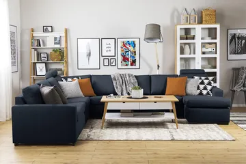 Crazy 7-sits Högervänd U-formad XX-Large Hörnsoffa med divan i Tyg - Mörkblå - Möbler - Soffa - Hörnsoffa - Hörnsoffa med divan