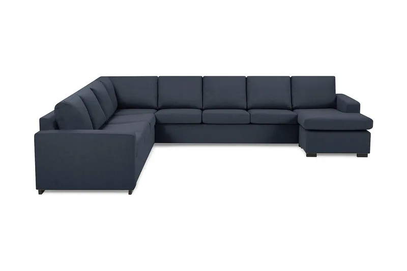 Crazy 7-sits Högervänd U-formad XX-Large Hörnsoffa med divan i Tyg, Mörkblå