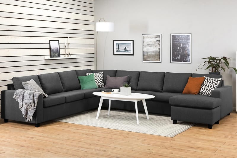 Crazy 7-sits Högervänd U-formad XX-Large Hörnsoffa med divan i Tyg - Mörkgrå - Möbler - Soffa - Hörnsoffa - Hörnsoffa med divan