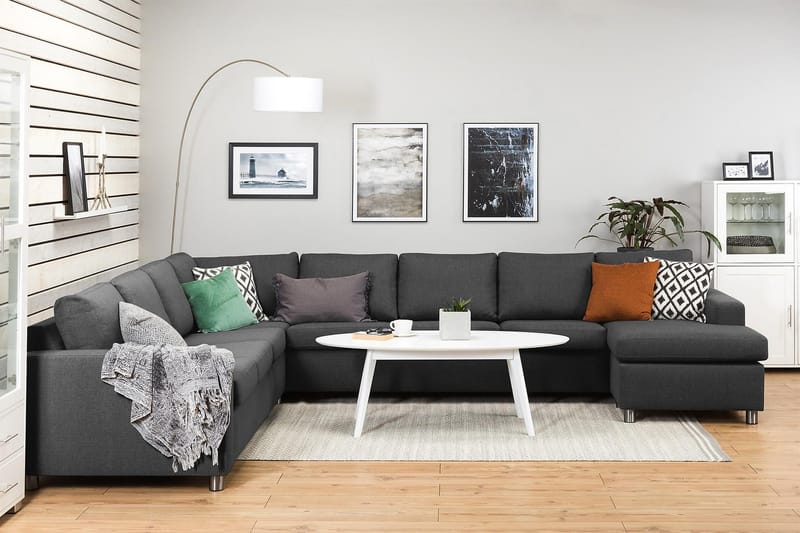 Crazy 7-sits Högervänd U-formad XX-Large Hörnsoffa med divan i Tyg - Mörkgrå - Möbler - Soffa - Hörnsoffa - Hörnsoffa med divan