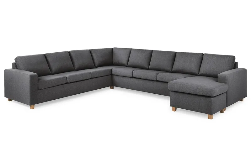 Crazy 7-sits Högervänd U-formad XX-Large Hörnsoffa med divan i Tyg - Mörkgrå - Möbler - Soffa - Hörnsoffa - Hörnsoffa med divan