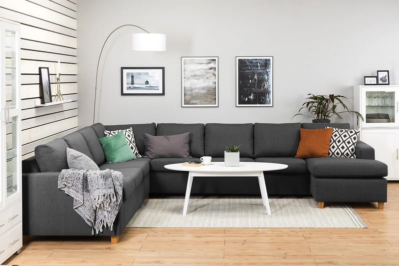 Crazy 7-sits Högervänd U-formad XX-Large Hörnsoffa med divan i Tyg - Mörkgrå - Möbler - Soffa - Hörnsoffa - Hörnsoffa med divan