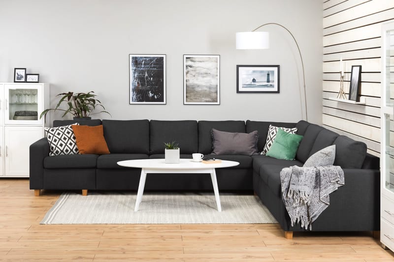 Crazy 7-sits Vändbar L-formad XX-Large Hörnsoffa i Tyg - Antracit - Möbler - Soffa - Hörnsoffa