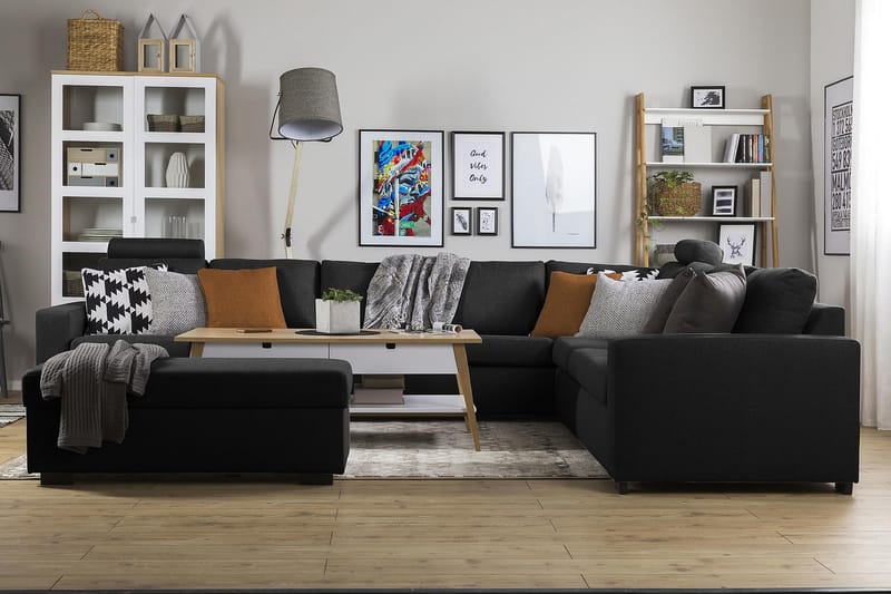 Crazy 7-sits Vändbar L-formad XX-Large Hörnsoffa i Tyg - Antracit - Möbler - Soffa - Skinnsoffor