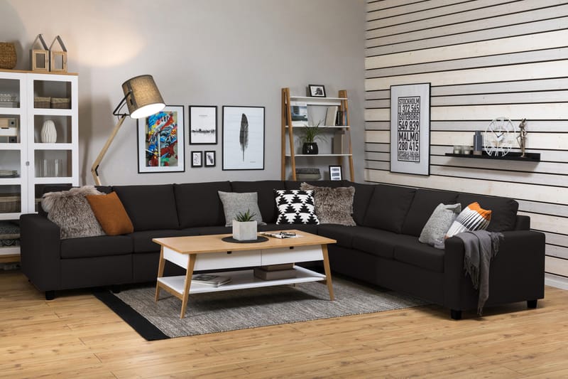 Crazy 7-sits Vändbar L-formad XX-Large Hörnsoffa i Tyg - Antracit - Möbler - Soffa - Hörnsoffa