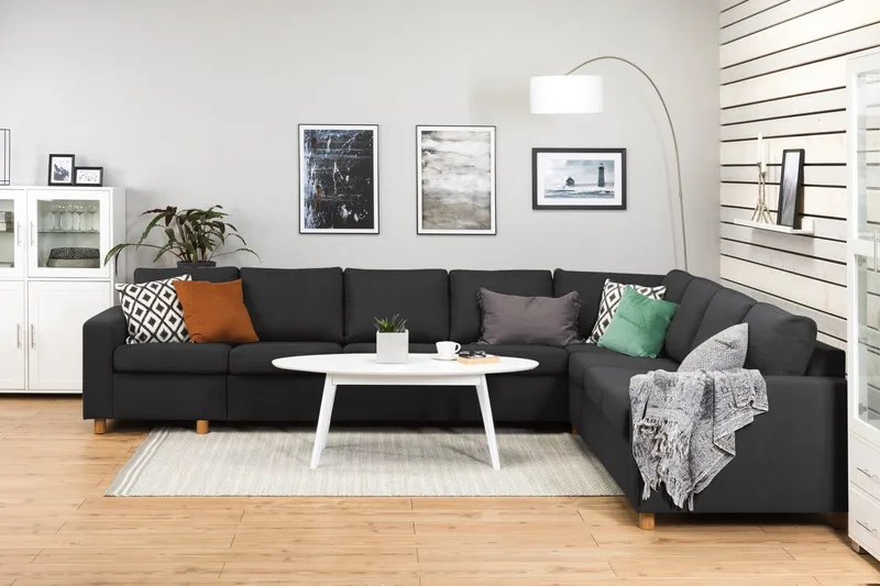 Crazy 7-sits Vändbar L-formad XX-Large Hörnsoffa i Tyg - Antracit - Möbler - Soffa - Hörnsoffa