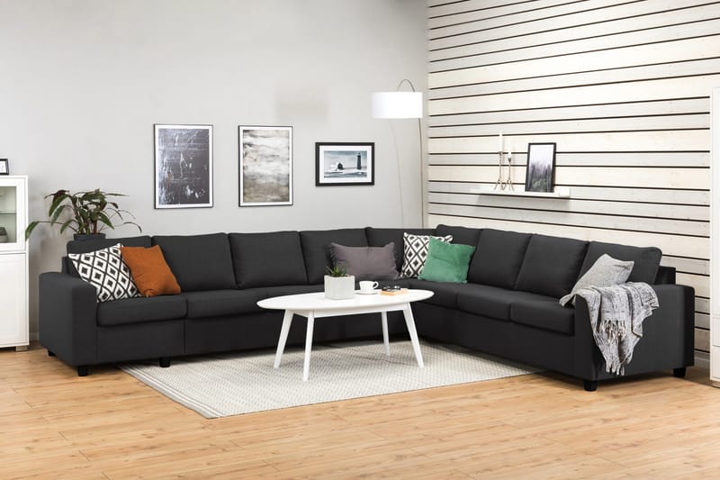 Crazy 7-sits Vändbar L-formad XX-Large Hörnsoffa i Tyg - Antracit - Möbler - Soffa - Hörnsoffa