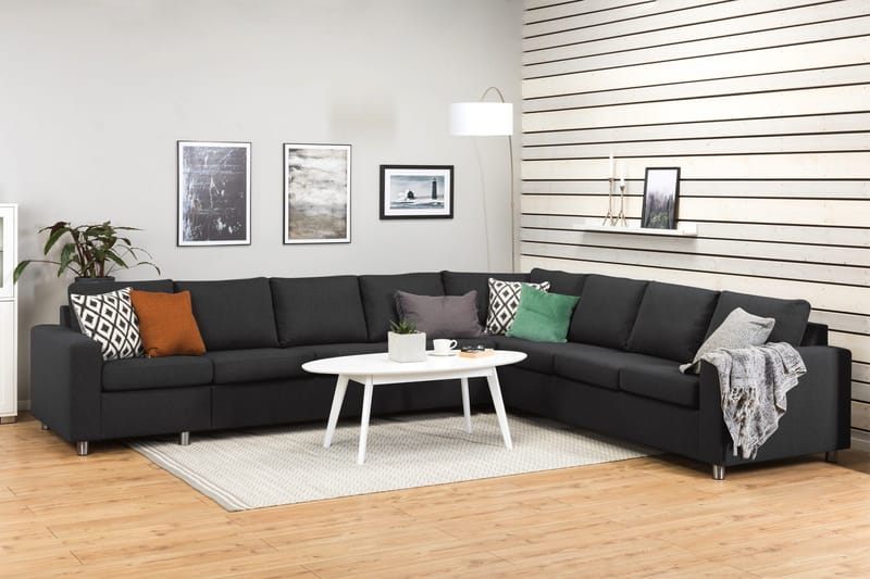 Crazy 7-sits Vändbar L-formad XX-Large Hörnsoffa i Tyg - Antracit - Möbler - Soffa - Hörnsoffa