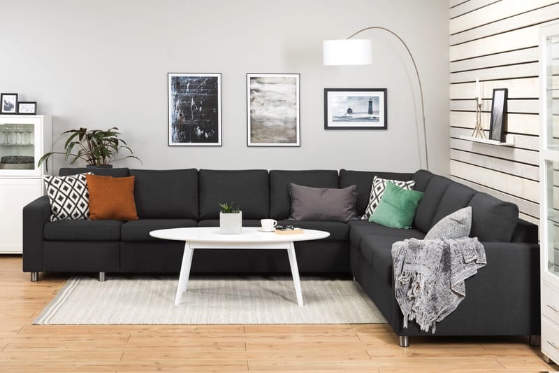 Crazy 7-sits Vändbar L-formad XX-Large Hörnsoffa i Tyg - Antracit - Möbler - Soffa - Hörnsoffa