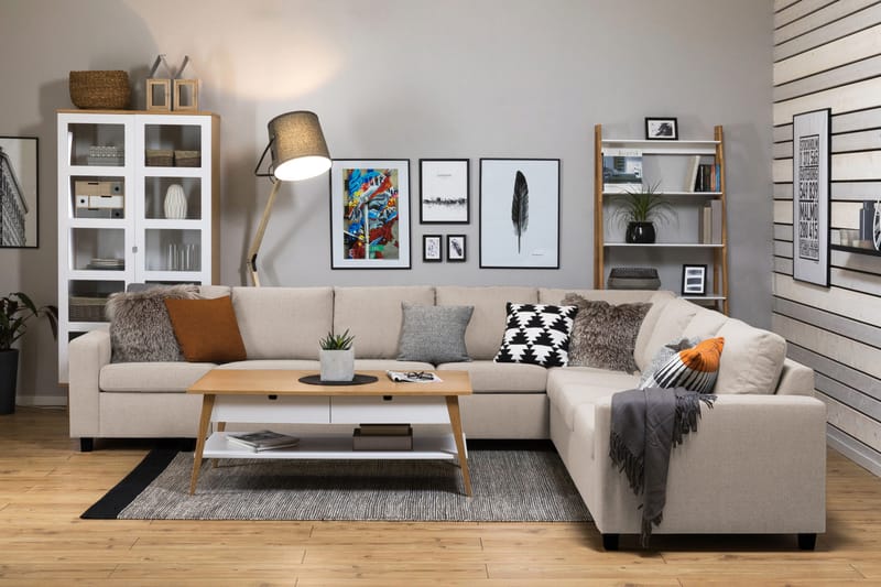 Crazy 7-sits Vändbar L-formad XX-Large Hörnsoffa i Tyg - Beige - Möbler - Soffa - Hörnsoffa