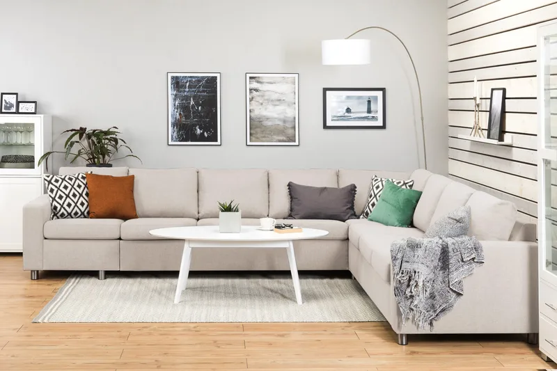 Crazy 7-sits Vändbar L-formad XX-Large Hörnsoffa i Tyg - Beige - Möbler - Soffa - Hörnsoffa